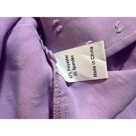 Swiss Dots Long Sleeve Button Front Ruffled Collar Shirt- Allegra K, Lavender S - Picture 9 of 9